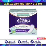 BĂNG VỆ SINH HÀNG NGÀY ALWAYS PURE COTTON LINER 200 MIẾNG