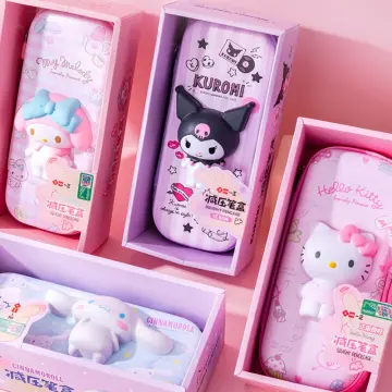 Sanrio Pencil Case Kawaii Hello Kitty Cinnamoroll Melody PU Large Capacity  Pencils Bag Pouch Pen Case School Supplies Stationery