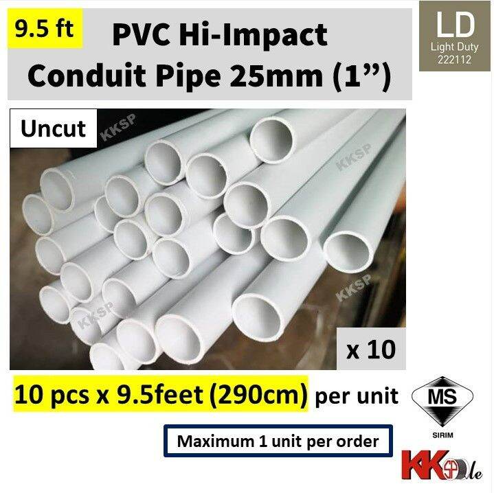 (9.50 feet Uncut) 10 pcs x 25mm HERO/KANCIL (SIRIM) PVC HI-Impact ...