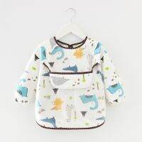 【CW】 Size Children Baby Cotton Pattern Sleeved Eating Coverall Bib Clothing