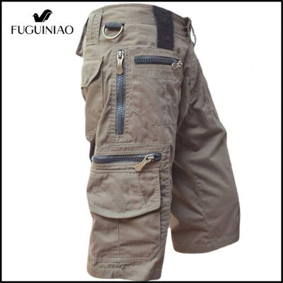 Fuguiniao กางเกงขาสั้นคาร์โก้ทหาร,กางเกงขาสั้นชายกระเป๋าหลากหลายกางเกงวิ่งขาสั้นยุทธวิธี