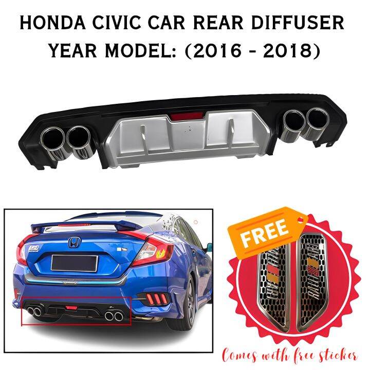 CP 2016 2017 2018 Honda Civic Car Rear Bumper Diffusers Lip Spoiler