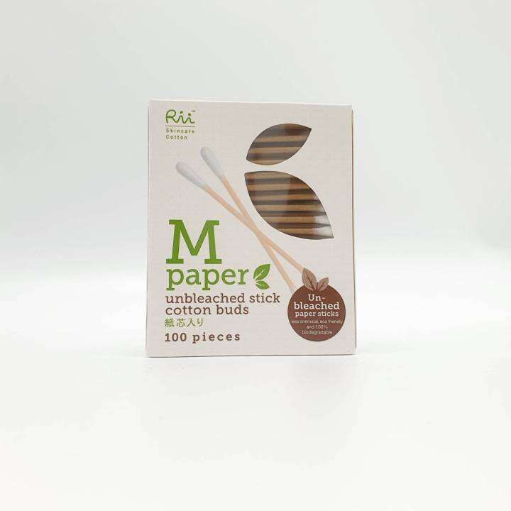 rii-m-paper-unbleached-stick-cotton-buds-100pcs-สำลีก้านกระดาษไม่ฟอกขาว-ย่อยสลายได้-100-kawaofficialth