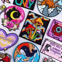 Colorful Mushroom Patch Iron On Patches For Clothing Thermoadhesive Patches On Clothes Cartoon Sewing Applique Embroidery Patch