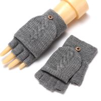 【hot】∏  Wool Knitted Fingerless Flip Gloves Warm Touchscreen for Men Exposed Mittens