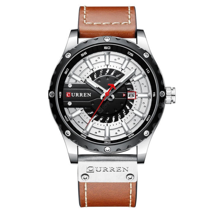 แท้-ส่งจากไทย-curren-8374-นาฬิกาข้อมือสุดหรู-สายหนังแท้-พร้อมกล่องอนาล็อก-quartz-คุณภาพเยี่ยมยอด