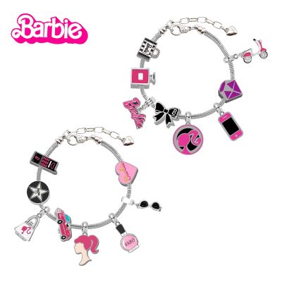 Barbie Charms Bracelets Love Heart Barbie Beads Pendant Bracelets Women Fashion Adjustable Diy Bangles for Girls Hand Chain Gift