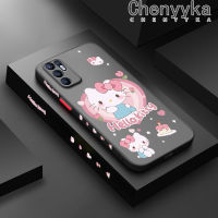 เคส Chenyyka สำหรับ OPPO Reno 6 4G Reno 6Z 5G เคสการ์ตูน Hello Kitty แฟชันเคสแข็งกันแรงกระแทกฝ้าบางขอบปลอกซิลิโคนนิ่มคลุมทั้งหมดเคสป้องกันเลนส์กล้อง