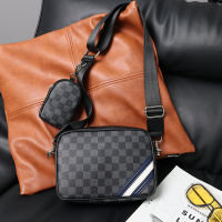 Men Messenger Bag Fashion Lattice Small Sling Bag With Cion Purse