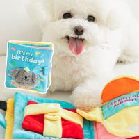 Hidden Food Book Pet Toy Leaky Food Sniffing Dog Birthday Book Cute Cloth Book Toy Dog Built-in Sound Toys