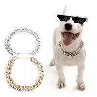 Cuban Link Thick Golden Chain Dog Cat Pets Safety Collar Pet Necklace for Pit Bull Mastiff Bulldog Big Breeds