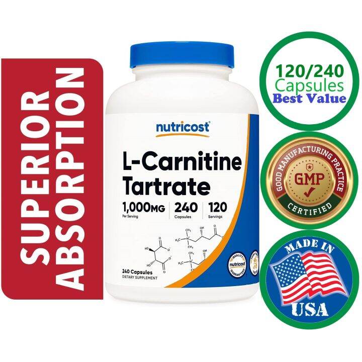 L Carnitine Tartrate 240/120 Caps (LCarnitine) 1000mg Amino Acid