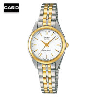 Velashop นาฬิกาข้อมือผู้หญิงคาสิโอ Casio Standard สายสแตนเลส 2 กษัตริย์ หน้าปัดสีเงิน รุ่น LTP-1129G-7ARDF, LTP-1129G-7A, LTP-1129G