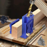 Pocket Hole เจาะท่องเที่ยว Dowel Jig,อลูมิเนียมเฉียง Hole Locator เจาะชุด Woodworker DIY เครื่องมือ9มม. เจาะ Bit