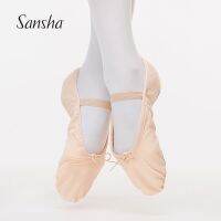 【Love ballet】 Sansha เด็กสาวเด็กเด็กรองเท้าบัลเล่ต์ผ้าใบหนังนิ่มแยกแต่เพียงผู้เดียวนุ่มรองเท้าบัลเล่ต์รองเท้าเต้นรำสีชมพู/ขาว/ดำ/เนื้อ NO.55C