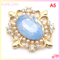 [KUNLIAN] กระดุมอะคริลิกใหม่30x34มม. 1ชิ้นกระดุมโลหะผสมพลอยเทียมสีเงินแบบ DIY