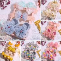 【hot sale】 ▥◆ C10 3 Pcs/Set Cute Pompom Newborn Socks Headbands Set Non-slip Lace Bowknot Flower Baby Girls Socks 0-3 Months