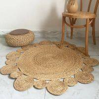 Rug 100% Pure Natural Plant Fiber Carpets Home Decoration Mats Modern Water Reed Grass Circular Round Carpet Weaving Style Knitting  Crochet