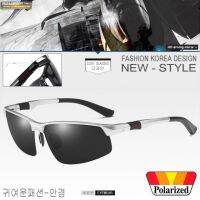 DRH แว่นกันแดด Polarized  แฟชั่น รุ่น UV 3121 C-3 สีเงินเลนส์ดำ แว่นตา ทรงสปอร์ต วัสดุ Stainless(เลนส์โพลาไรซ์)ขาสปริง แว่นตาแฟชั่น  แว่นตากันแดด