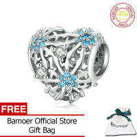 BAMOER 925เงินสเตอร์ลิงเกล็ดหิมะรักหัวใจลูกปัด Zircon Charm สำหรับสร้อยข้อมือผู้หญิงเครื่องประดับแฟชั่น BSC530