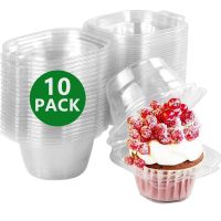 【hot】 10 Pack Individual Containers Plastic Compartment Carrier Holder for Cupcakes