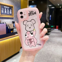 เคสป้องกันเลนส์เต็มรูปแบบสำหรับ iPhone 14 Pro Max 13 12 11 XR 8 7 Plus SE2 XS Max Stitch ลายหมีขอบคลื่น