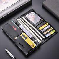 Mens Long Soft Leather Mobile Phone Bag Multi-Card men Card Package