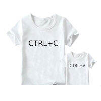 [In stock]ins Amazon รอบคอกว้าง CTRL+C V ชุดแม่ลูกแม่ลูกพิมพ์สนุก T เสื้อยืด