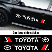 LAIFU 2Pc โลโก้รถจัดแต่งทรงผมประตูด้านข้างสติกเกอร์ยาว Stripes Body Decal สำหรับ Toyota Prius Corolla Rav4 Auris Yaris Verso Camry VIOS Corolla อุปกรณ์เสริม