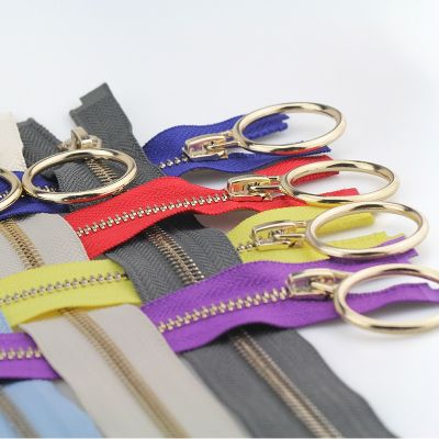 5# 60/70/80/90/100/120/150 cm metal zipper open-end auto lock circle  for sewing clothing rose gold zipper Door Hardware Locks Fabric Material