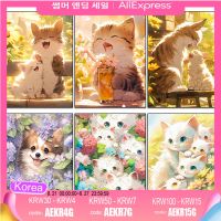 DIY 5D Diamond Painting Cartoon Animal Full Round Square Diamond Embroidery Cat Dog Mosaic Picture Cross-stitch Home Decoration