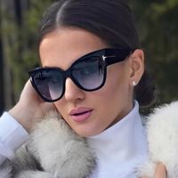 【LZ】☃❅♙  2021 New Fashion Cat Eye Women Sunglasses Brand Designer Female Gradient Points TF Logo Sun Glasses Big Oculos feminino de sol