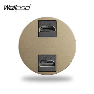 2021Wallpad L6 EU French Wall Socket USB Charger RJ45 CAT6 HDMI-compatible Audio Modules Brown Brushed Aluminum Panel DIY