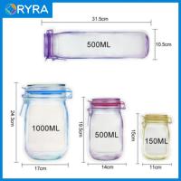 【DT】 hot  4 SizeReusable Mason Jar Bags Zip Lock Leakproof Food Saver Storage Bags Nut Cookies Snack Fresh Keeping Seal Organizer