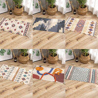 Morocco Printed Carpet Retro Bohemian Hand Woven Cotton Linen Area Rugs Tufted Tassels with Rug Bath Doormat