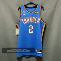 【High Quality】Mens 2022-23 New Original NBA Oklahoma City Thunder #2 Shai Gilgeous Alexander Jersey Icon Edition Blue Swingman Heat-pressed