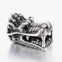 1pc 304 Stainless Steel Beads Dragon Head Antique Silver 18x13x13mm Hole: 2.5mm