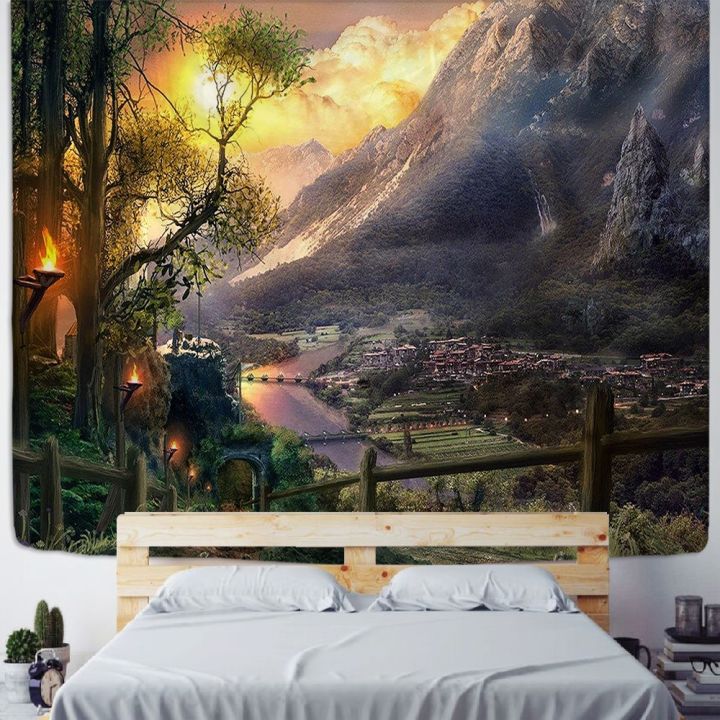 cw-village-under-the-mountain-tapestry-wall-hanging-dorm-backdrop-urban
