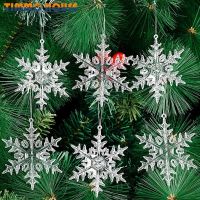 [Timmo House]6Pcs Christmas Snowflake Winter Party คริสตัลอะคริลิคใสเกล็ดหิมะต้นคริสต์มาสแขวนจี้ Xmas Home Ornaments