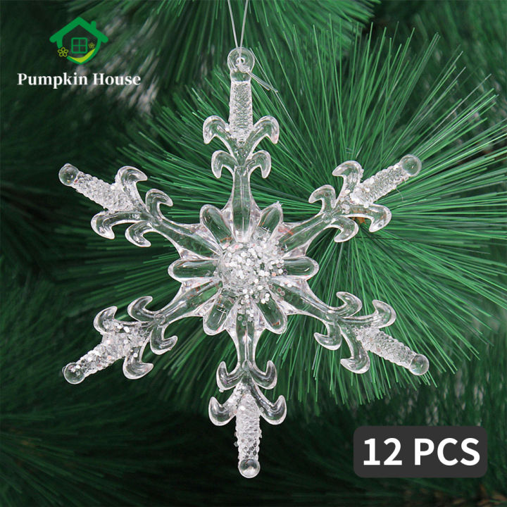 12pcs Christmas Tree Decoration Crystal Ornaments - Hanging Acrylic  Christmas