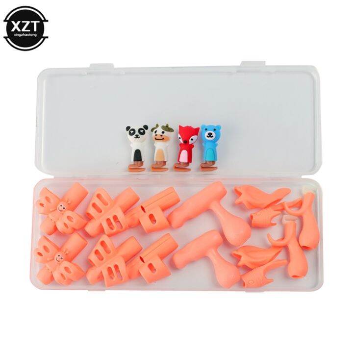 cw-18pcs-box-writing-grip-holder-kids-silicone-aid-posture-correction-student