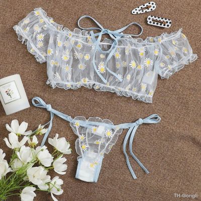 【hot】∏┅  Perspective Set Embroidery Strapless Thong Sleepwear Nightwear lenceria