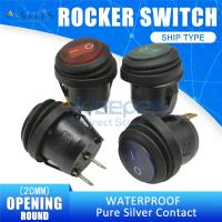 1Pcs 20mm Waterproof Rocker Switch AC 6A/250V 10A/125V Round Boat Switch 2 Position 2/3 Pin Silver Contacts With LED Light