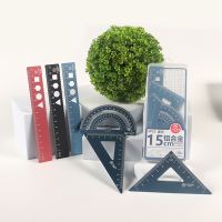 4 pcs/Set Square Triangle Ruler Aluminum Alloy Protractor Set Drawing School Supplies 5 Colors Available