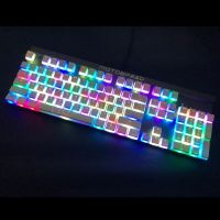 Rgb 108 Keycaps รูปแบบ Ansi Pbt สีขาวพุดดิ้งผิวสองชั้น Slit Backlit Keycap สำหรับ Oem Cherry Mx Gh60 Poker 87 Tkl 104 108