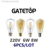 ℗▨ yizhan224080 6pcs 6w E27 B22 St64 LEVOU Filamento da Lâmpada Edison 220-240v Do 2700k 4000K Adequado para bares restaurantes e cafés