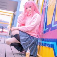 Hitori Bocchi The Rock Gotou Hitori Cosplay Costume Anime Girls JK Uniform Pink Hoodie Jacket Wig Headwear Halloween Women Dress