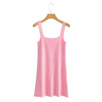 Tangada Fashion Women Solid Elegant Candy Color Knit Dress Sleeveless  Summer Ladies Dress AI57