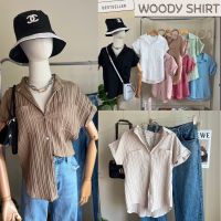 ❡㍿✕ สีมาเพิ่ม ?เสื้อเชิ้ตเเขนสั้น เเต่งกระเป๋าหน้า WOODY SHIRT อก42