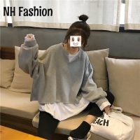 NH Fashion เสื้อฮู้ด เสื้อแขนยาวอบอุ่น หลวมและสบาย ทันสมัย คลาสสิค สบาย ทันสมัย WWY23000MC 41Z231008